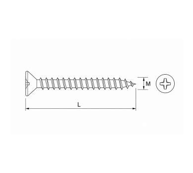 схема на  продукт Винт за дърво бял M 3x40 ZN (50 бр.) thumb
