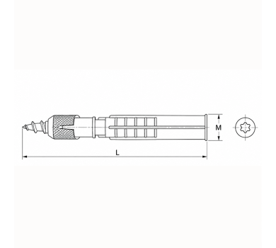 схема на  продукт Дюбел пластмасов Tox с метален връх комплект с винт TX ф 10x160 мм, Apollo thumb