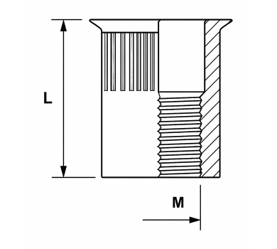схема на  продукт Нит гайка Zn 5.8 М8x16,5 (50 бр.) thumb