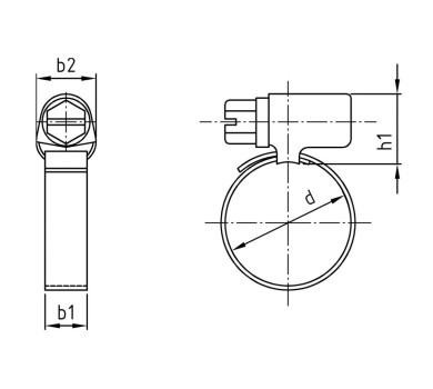 схема на  продукт DIN 3017 Скоба неръждаема  A2 W4 Ø 8-12 mm thumb