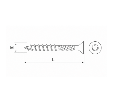 схема на  продукт Винт за дърво торнадо M3.5x45 TORX 15 (500 бр.) thumb