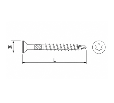 схема на  продукт Винт за дърво торнадо M3.5x16 TORX 15 (50 бр.) thumb