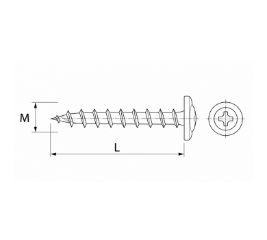 схема на  продукт Винт FPS-FP поцинкован с широка периферия, самонарезен, за профили до 0,9 мм, PH (1000 бр.) thumb