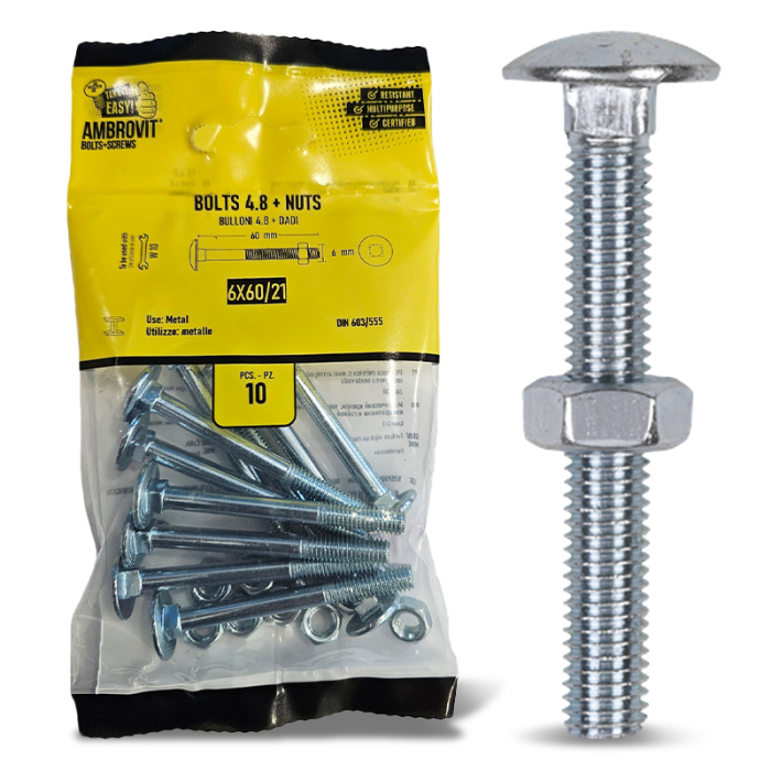 krepezhgroup product DIN 603 Болт коларски с гайка блистер Ambrovit М8 х 50 (10 бр.) image